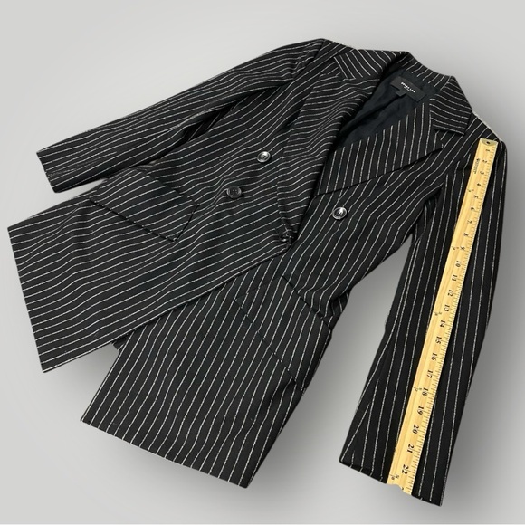 DEREK LAM Wool Double Breasted Striped Blazer Black Sz 4 - Picture 9 of 11